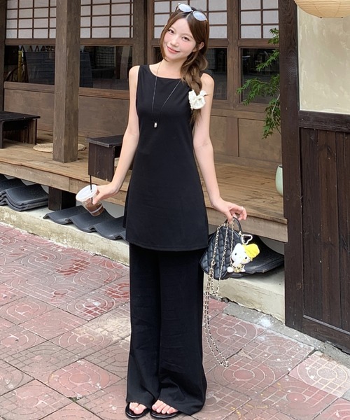 Aelina（エリナ）の「ノースリーブロングトップス+パンツセットアップ（セットアップ・レディース・ブラック・L/M/S）」の11枚目の写真
