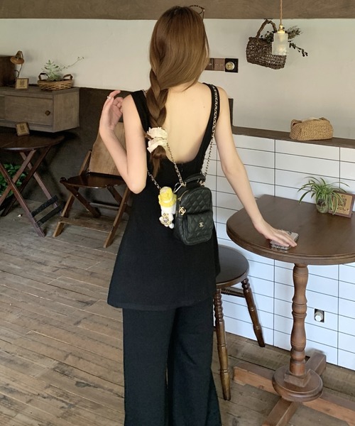 Aelina（エリナ）の「ノースリーブロングトップス+パンツセットアップ（セットアップ・レディース・ブラック・L/M/S）」の16枚目の写真