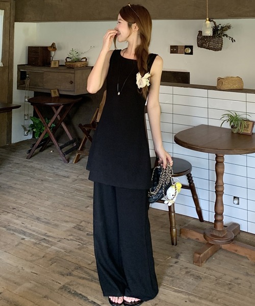 Aelina（エリナ）の「ノースリーブロングトップス+パンツセットアップ（セットアップ・レディース・ブラック・L/M/S）」の17枚目の写真
