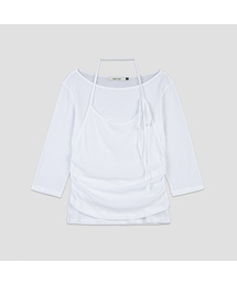 HALTER LAYER SHRRING TEE (T-7208)