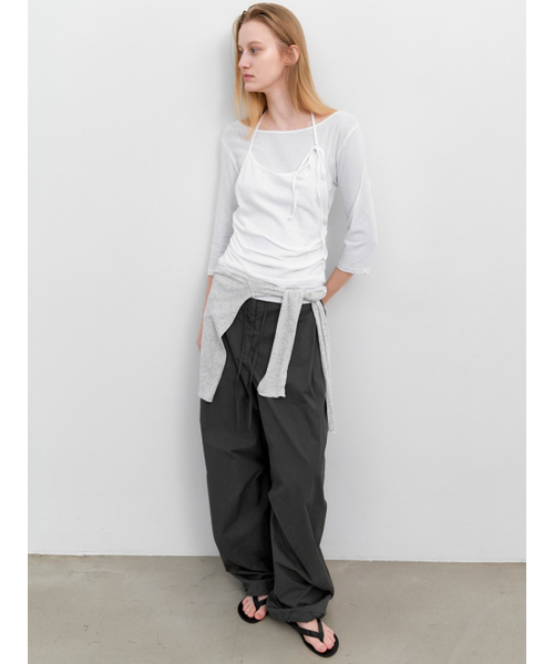 ATELIER NAIN(アトリエナイン)の「HALTER LAYER SHRRING TEE (T-7208)(Tシャツ/カットソー・レディース・グレー/ホワイト/ネイビー・SMALL/MEDIUM)」の7枚目の写真