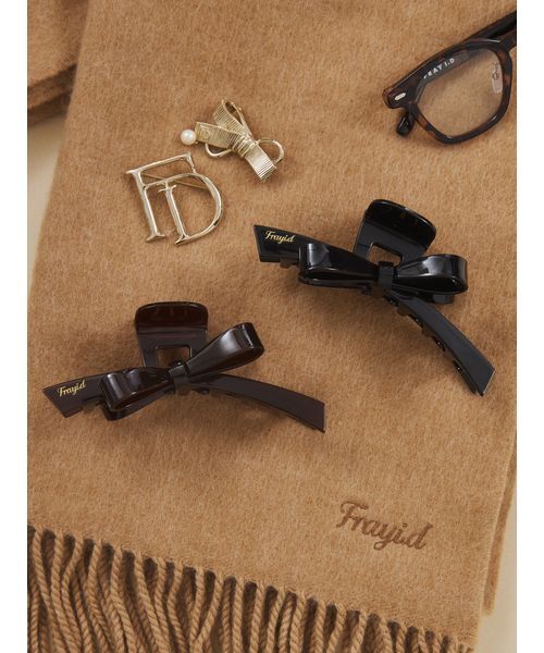 FRAY I.D（フレイアイディー）の「アセテートリボンヘアクリップ（その他ヘアアクセサリー・レディース・ダークブラウン/ブラック・F）」の3枚目の写真