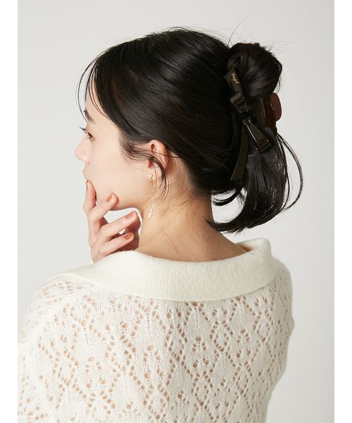 FRAY I.D（フレイアイディー）の「アセテートリボンヘアクリップ（その他ヘアアクセサリー・レディース・ダークブラウン/ブラック・F）」の8枚目の写真