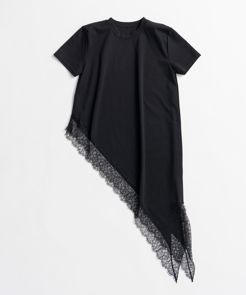 PRANK PROJECT（プランクプロジェクト）の「【2026Autumn Pre-Order】アシンメトリーレースヘムTシャツ / Asymmetric Lace Hem T-Shirt（Tシャツ/カットソー・レディース・カーキ/アイボリー/ブラック・FREE）」の6枚目の写真