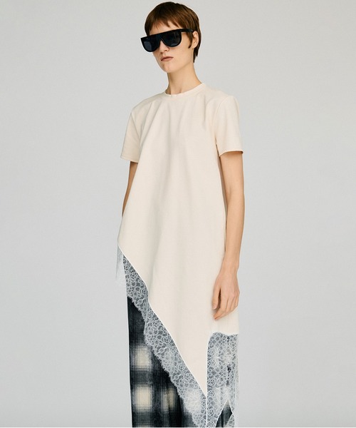 PRANK PROJECT（プランクプロジェクト）の「【2026Autumn Pre-Order】アシンメトリーレースヘムTシャツ / Asymmetric Lace Hem T-Shirt（Tシャツ/カットソー・レディース・カーキ/アイボリー/ブラック・FREE）」の15枚目の写真