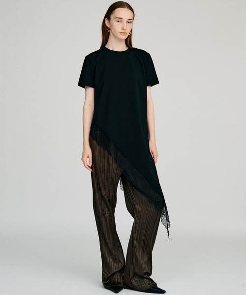PRANK PROJECT（プランクプロジェクト）の「【2026Autumn Pre-Order】アシンメトリーレースヘムTシャツ / Asymmetric Lace Hem T-Shirt（Tシャツ/カットソー・レディース・カーキ/アイボリー/ブラック・FREE）」の12枚目の写真