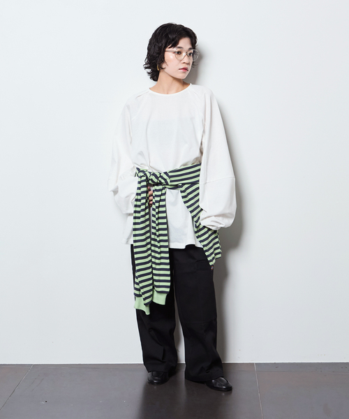 CITYSHOP（シティーショップ）の「[THE MOOD] パフスリーブ ロンTEE：カットソー（Tシャツ/カットソー・レディース・ホワイト/ブラック/イエロー・FREE）」の19枚目の写真