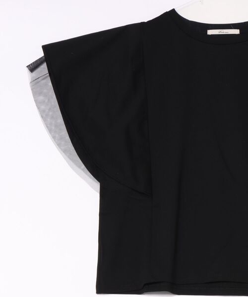 Droite lautreamont(ドロワットロートレアモン)の「キシリトール加工天竺袖チュール重ねプルオーバー(Tシャツ/カットソー・レディース・ブラック/オフホワイト/ベージュ・M)」の4枚目の写真