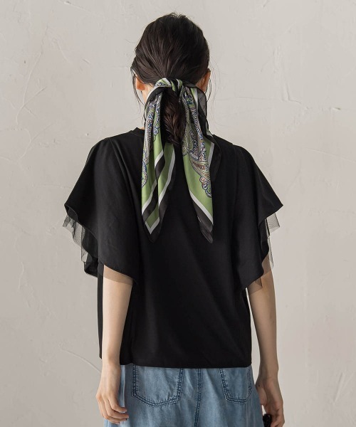 Droite lautreamont(ドロワットロートレアモン)の「キシリトール加工天竺袖チュール重ねプルオーバー(Tシャツ/カットソー・レディース・ブラック/オフホワイト/ベージュ・M)」の17枚目の写真