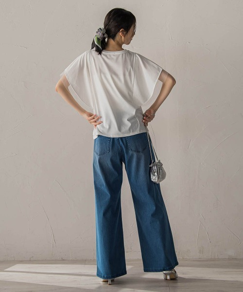 Droite lautreamont(ドロワットロートレアモン)の「キシリトール加工天竺袖チュール重ねプルオーバー(Tシャツ/カットソー・レディース・ブラック/オフホワイト/ベージュ・M)」の13枚目の写真