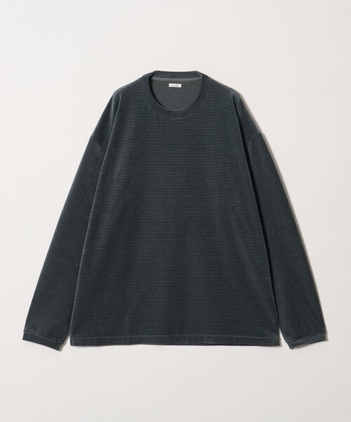Steven Alan(スティーブンアラン)の「<Steven Alan> ベロア ボーダー クルーネック Tシャツ(Tシャツ/カットソー・メンズ・ダークグレー/ダークブラウン・XL/L/M/S)」の1枚目の写真