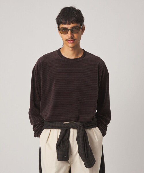 Steven Alan(スティーブンアラン)の「<Steven Alan> ベロア ボーダー クルーネック Tシャツ(Tシャツ/カットソー・メンズ・ダークグレー/ダークブラウン・XL/L/M/S)」の12枚目の写真