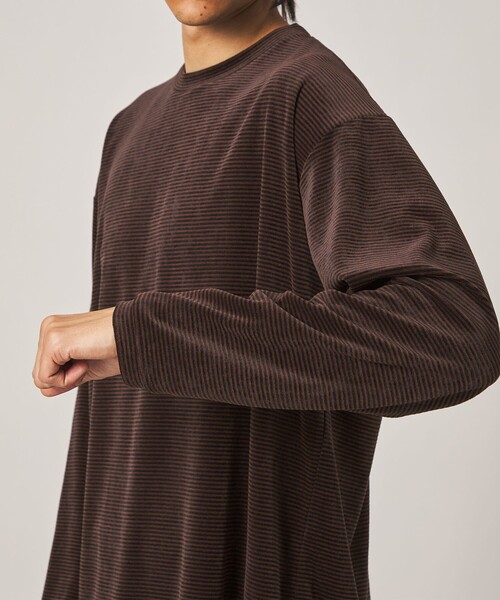 Steven Alan(スティーブンアラン)の「<Steven Alan> ベロア ボーダー クルーネック Tシャツ(Tシャツ/カットソー・メンズ・ダークグレー/ダークブラウン・XL/L/M/S)」の19枚目の写真