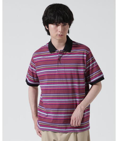 The Make Happy Studio(ザメイクハッピーストゥディオ)の「The Make Happy Studio/ザメイクハッピーストゥディオ/BODER POLO SHIRTS(ポロシャツ・メンズ・ネイビー/パープル・L/XL/M)」の2枚目の写真