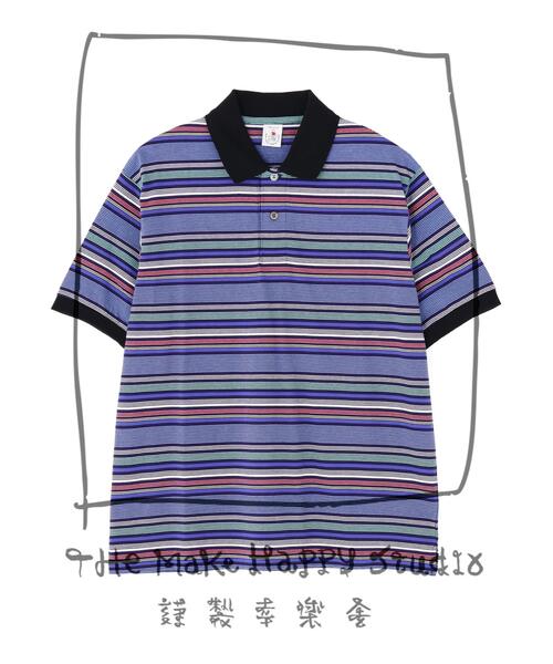 The Make Happy Studio(ザメイクハッピーストゥディオ)の「The Make Happy Studio/ザメイクハッピーストゥディオ/BODER POLO SHIRTS(ポロシャツ・メンズ・ネイビー/パープル・L/XL/M)」の16枚目の写真