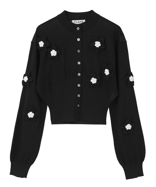 CLANE(クラネ)の「【CLANE/クラネ】FLOWER MOTIF KNIT CARDIGAN/フラワーモチーフニットカーディガン(カーディガン/ボレロ・レディース・ブラック/ブラウン/イエロー・1/2)」の2枚目の写真
