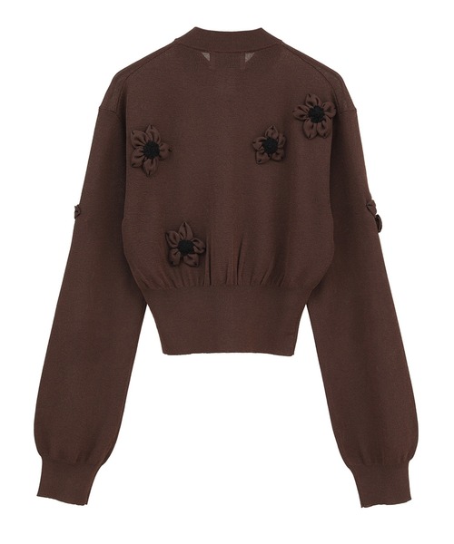 CLANE(クラネ)の「【CLANE/クラネ】FLOWER MOTIF KNIT CARDIGAN/フラワーモチーフニットカーディガン(カーディガン/ボレロ・レディース・ブラック/ブラウン/イエロー・1/2)」の4枚目の写真