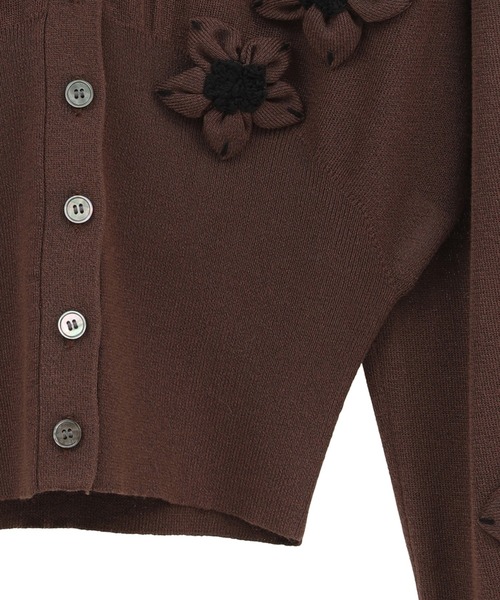 CLANE(クラネ)の「【CLANE/クラネ】FLOWER MOTIF KNIT CARDIGAN/フラワーモチーフニットカーディガン(カーディガン/ボレロ・レディース・ブラック/ブラウン/イエロー・1/2)」の8枚目の写真