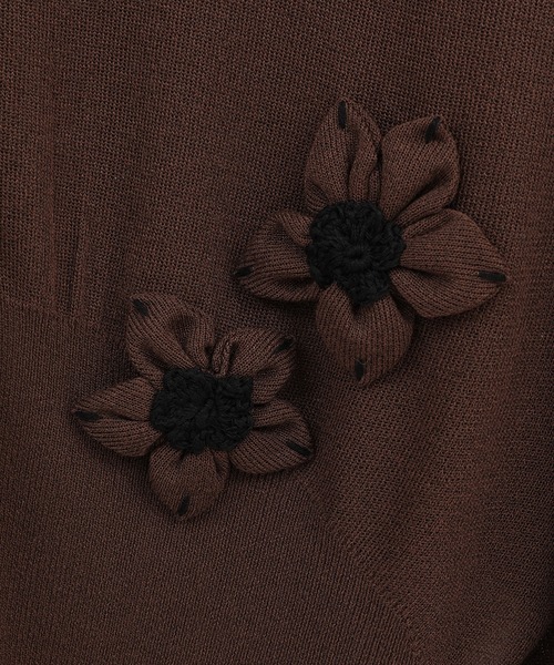 CLANE(クラネ)の「【CLANE/クラネ】FLOWER MOTIF KNIT CARDIGAN/フラワーモチーフニットカーディガン(カーディガン/ボレロ・レディース・ブラック/ブラウン/イエロー・1/2)」の10枚目の写真