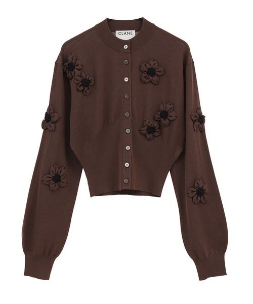 CLANE(クラネ)の「【CLANE/クラネ】FLOWER MOTIF KNIT CARDIGAN/フラワーモチーフニットカーディガン(カーディガン/ボレロ・レディース・ブラック/ブラウン/イエロー・1/2)」の5枚目の写真