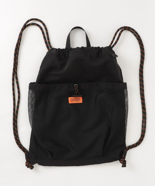 UNIVERSAL OVERALL（ユニバーサルオーバーオール）の「"07"≪UNIVERSAL OVERALL≫1ポケット/2L ザイル フロントメッシュ ナップサック（バックパック/リュック・メンズ・ブラック・ONE SIZE）」の6枚目の写真