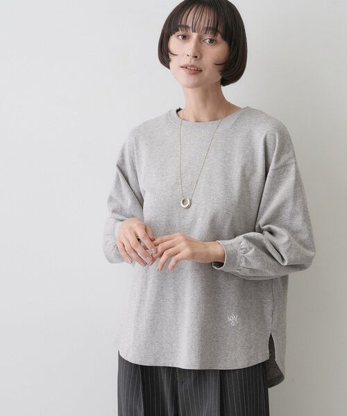 Dessin(デッサン)の「【洗える/7色展開/XS-L】バックヘンリーミニ裏毛 長袖(Tシャツ/カットソー・レディース・ライトグレー/ベビーピンク/ブルー/ワインレッド/ライトベージュ/キャメル/ブラック・01/02/00/03)」の9枚目の写真