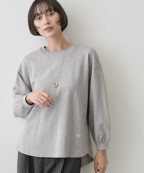 Dessin(デッサン)の「【洗える/7色展開/XS-L】バックヘンリーミニ裏毛 長袖(Tシャツ/カットソー・レディース・ライトグレー/ベビーピンク/ブルー/ワインレッド/ライトベージュ/キャメル/ブラック・01/02/00/03)」の10枚目の写真