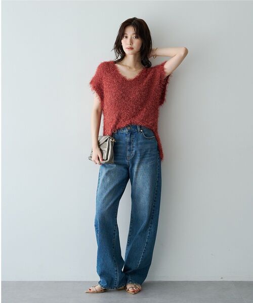 YECCA VECCA(イェッカヴェッカ)の「ルーズストレートデニム(デニムパンツ・レディース・グレー/インディゴブルー・M/S)」の2枚目の写真