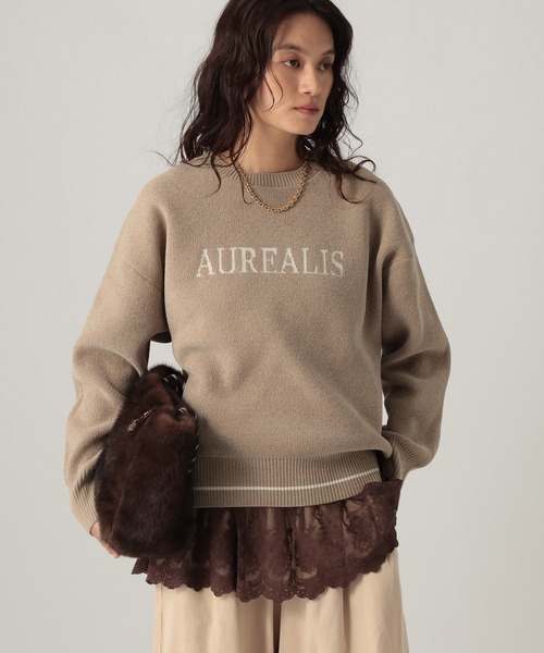 Elura(エルーラ)の「モールロゴニット/1085551(Tシャツ/カットソー・レディース・ネイビー/オフホワイト/グレイッシュベージュ・FREE)」の1枚目の写真