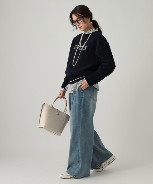 Elura(エルーラ)の「モールロゴニット/1085551(Tシャツ/カットソー・レディース・ネイビー/オフホワイト/グレイッシュベージュ・FREE)」の12枚目の写真