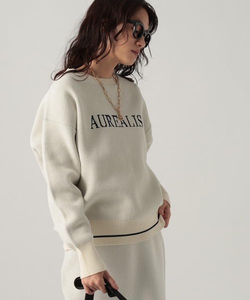 Elura(エルーラ)の「モールロゴニット/1085551(Tシャツ/カットソー・レディース・ネイビー/オフホワイト/グレイッシュベージュ・FREE)」の6枚目の写真