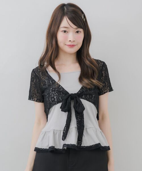 ems excite(エムズエキサイト)の「【セットアイテム】BIGリボンボレロSET(アンサンブル・レディース・ベージュ/ダークブルー/ライトグレー・FREE)」の7枚目の写真