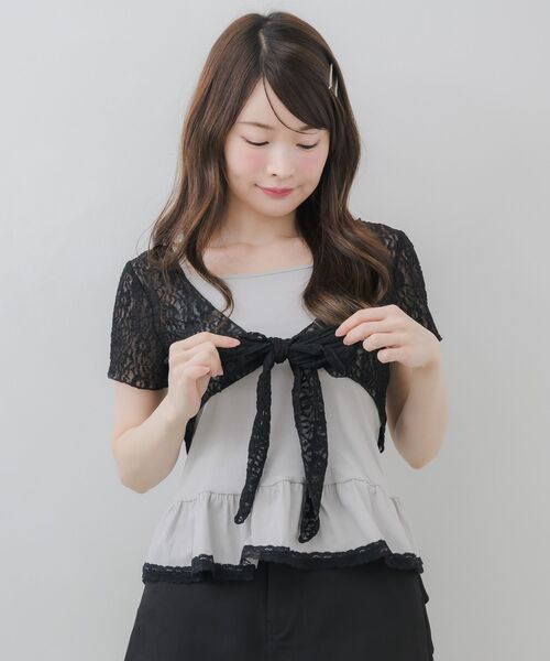 ems excite(エムズエキサイト)の「【セットアイテム】BIGリボンボレロSET(アンサンブル・レディース・ベージュ/ダークブルー/ライトグレー・FREE)」の8枚目の写真