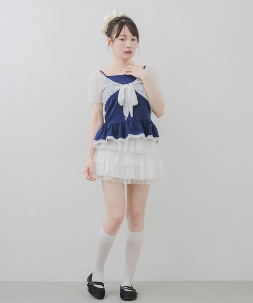 ems excite(エムズエキサイト)の「【セットアイテム】BIGリボンボレロSET(アンサンブル・レディース・ベージュ/ダークブルー/ライトグレー・FREE)」の9枚目の写真