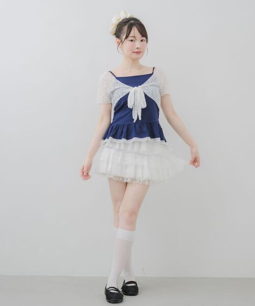 ems excite(エムズエキサイト)の「【セットアイテム】BIGリボンボレロSET(アンサンブル・レディース・ベージュ/ダークブルー/ライトグレー・FREE)」の10枚目の写真