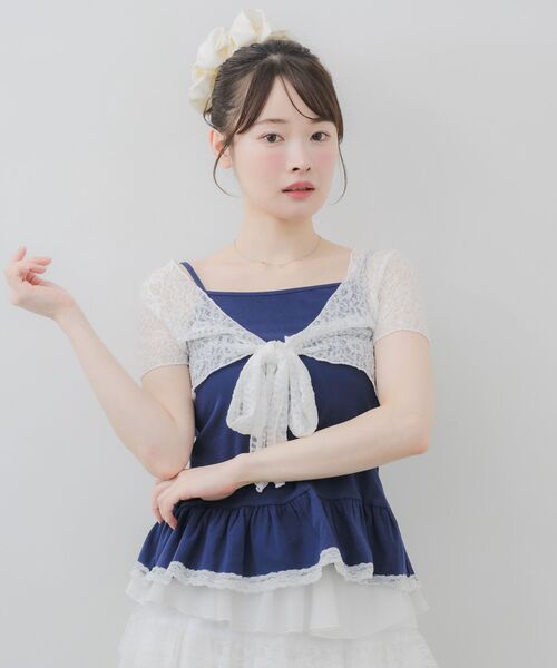 ems excite(エムズエキサイト)の「【セットアイテム】BIGリボンボレロSET(アンサンブル・レディース・ベージュ/ダークブルー/ライトグレー・FREE)」の12枚目の写真