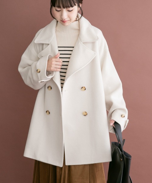ITEMS URBANRESEARCH（アイテムズ アーバンリサーチ）の「尾州ウールミドルジャケット（ピーコート・レディース・オフホワイト/ネイビー/ブラウン・FREE）」の19枚目の写真