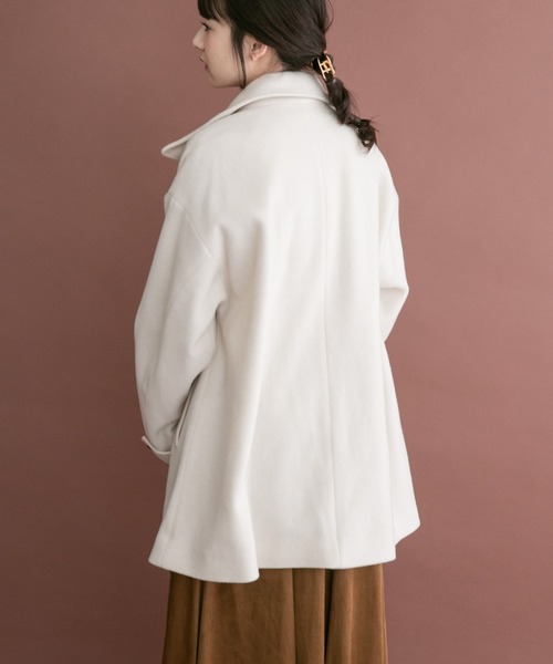 ITEMS URBANRESEARCH（アイテムズ アーバンリサーチ）の「尾州ウールミドルジャケット（ピーコート・レディース・オフホワイト/ネイビー/ブラウン・FREE）」の22枚目の写真