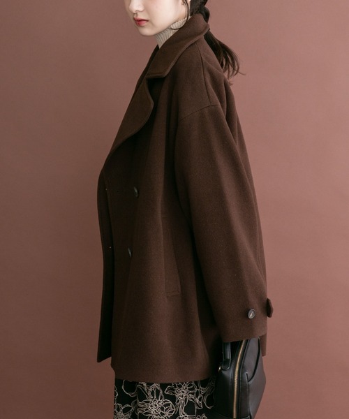 ITEMS URBANRESEARCH（アイテムズ アーバンリサーチ）の「尾州ウールミドルジャケット（ピーコート・レディース・オフホワイト/ネイビー/ブラウン・FREE）」の4枚目の写真