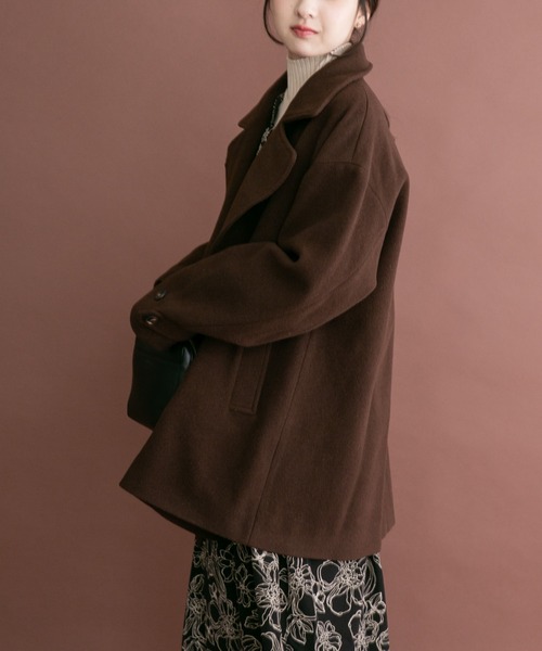 ITEMS URBANRESEARCH（アイテムズ アーバンリサーチ）の「尾州ウールミドルジャケット（ピーコート・レディース・オフホワイト/ネイビー/ブラウン・FREE）」の5枚目の写真