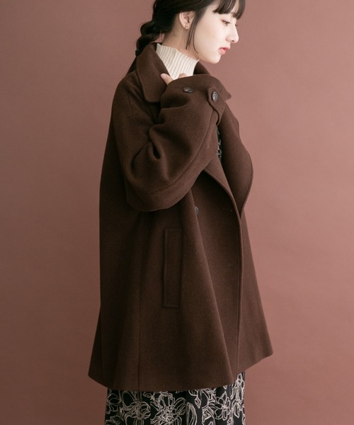 ITEMS URBANRESEARCH（アイテムズ アーバンリサーチ）の「尾州ウールミドルジャケット（ピーコート・レディース・オフホワイト/ネイビー/ブラウン・FREE）」の6枚目の写真
