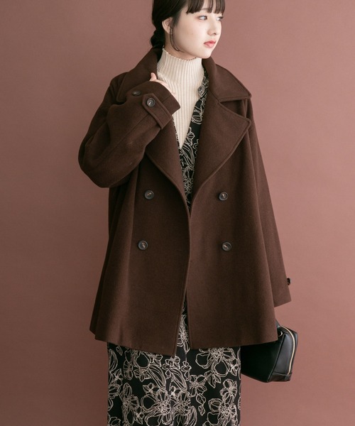 ITEMS URBANRESEARCH（アイテムズ アーバンリサーチ）の「尾州ウールミドルジャケット（ピーコート・レディース・オフホワイト/ネイビー/ブラウン・FREE）」の7枚目の写真