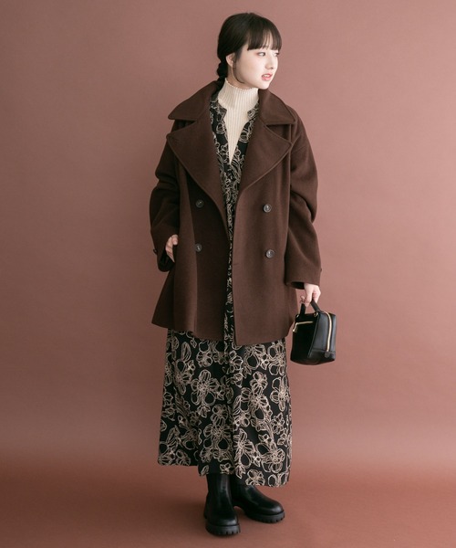 ITEMS URBANRESEARCH（アイテムズ アーバンリサーチ）の「尾州ウールミドルジャケット（ピーコート・レディース・オフホワイト/ネイビー/ブラウン・FREE）」の9枚目の写真