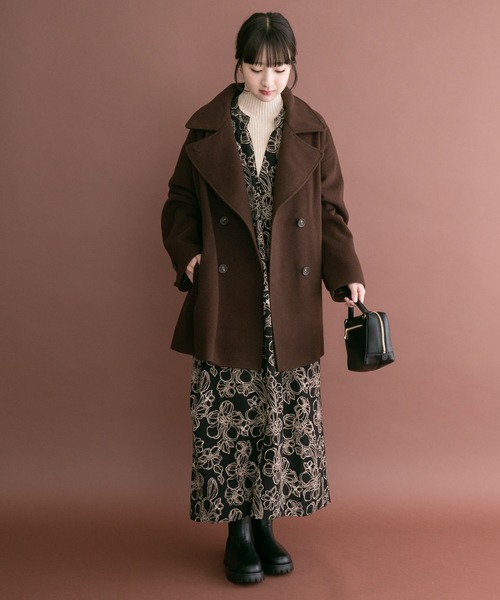 ITEMS URBANRESEARCH（アイテムズ アーバンリサーチ）の「尾州ウールミドルジャケット（ピーコート・レディース・オフホワイト/ネイビー/ブラウン・FREE）」の10枚目の写真