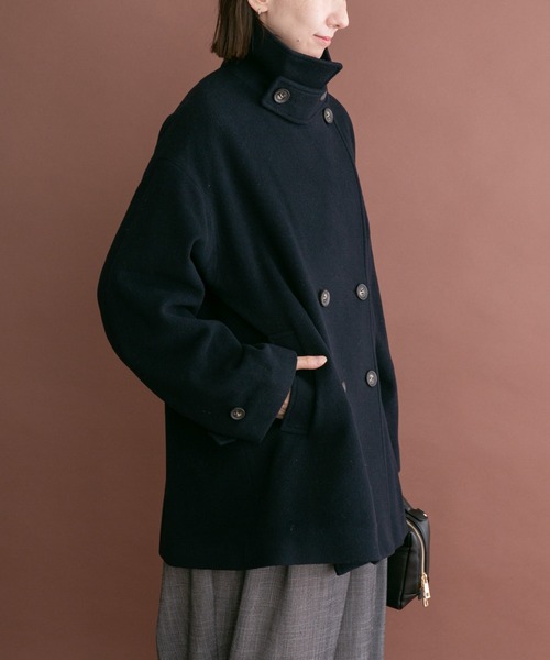 ITEMS URBANRESEARCH（アイテムズ アーバンリサーチ）の「尾州ウールミドルジャケット（ピーコート・レディース・オフホワイト/ネイビー/ブラウン・FREE）」の12枚目の写真