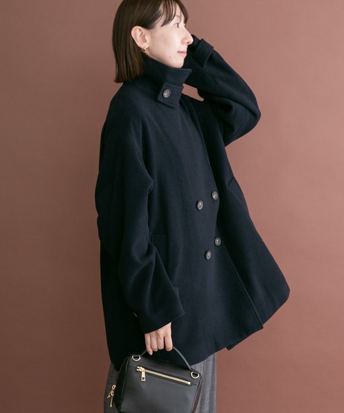 ITEMS URBANRESEARCH（アイテムズ アーバンリサーチ）の「尾州ウールミドルジャケット（ピーコート・レディース・オフホワイト/ネイビー/ブラウン・FREE）」の13枚目の写真
