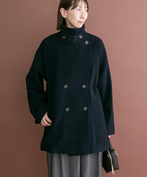 ITEMS URBANRESEARCH（アイテムズ アーバンリサーチ）の「尾州ウールミドルジャケット（ピーコート・レディース・オフホワイト/ネイビー/ブラウン・FREE）」の15枚目の写真
