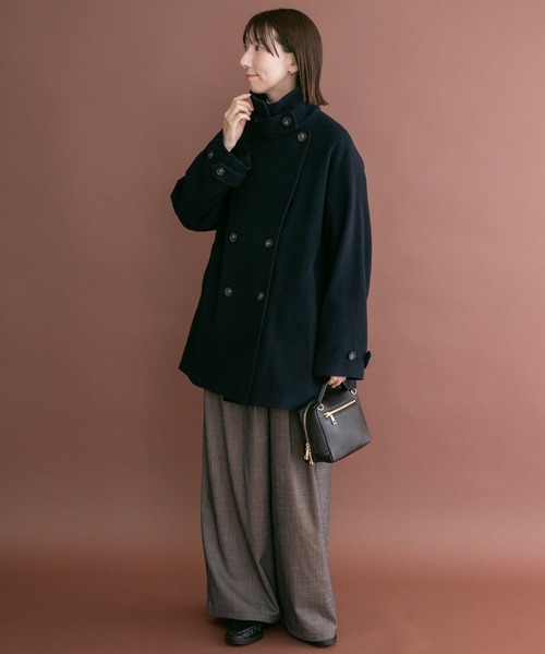 ITEMS URBANRESEARCH（アイテムズ アーバンリサーチ）の「尾州ウールミドルジャケット（ピーコート・レディース・オフホワイト/ネイビー/ブラウン・FREE）」の17枚目の写真