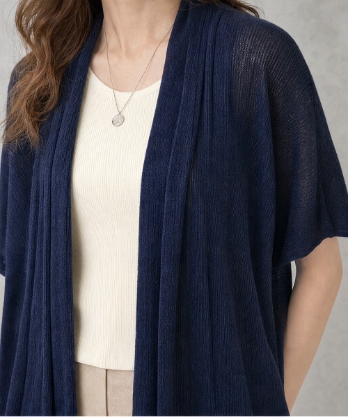 JOCOSA(ジョコサ)の「半袖 シアーカーディガン(カーディガン/ボレロ・レディース・チャコールグレー/ネイビー/モカ/ホワイト・FREE)」の1枚目の写真
