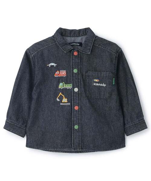 kladskap(クレードスコープ)の「働く車刺しゅう長袖シャツ(シャツ/ブラウス・キッズ・ブラック/ネイビー・90cm/110cm/120cm/130cm)」の2枚目の写真